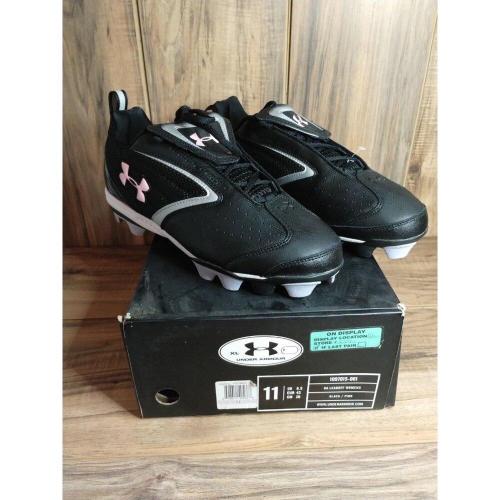 Size 11 - Women's Under Armour Leadoff Black/Pink Cleats